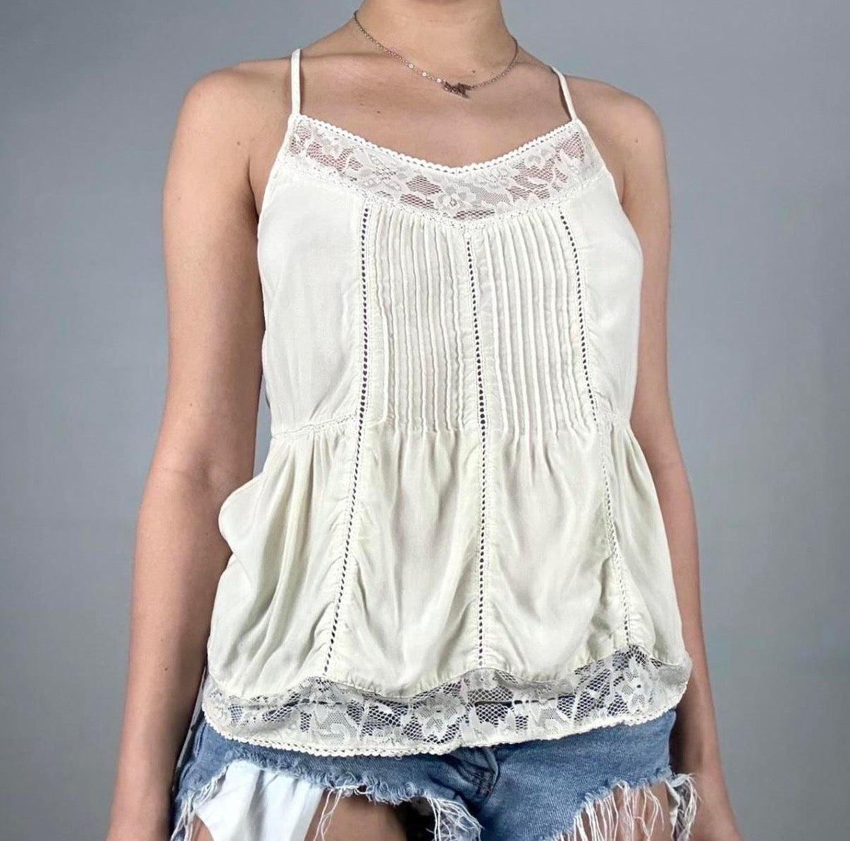 Lace Pin-tuck Tank