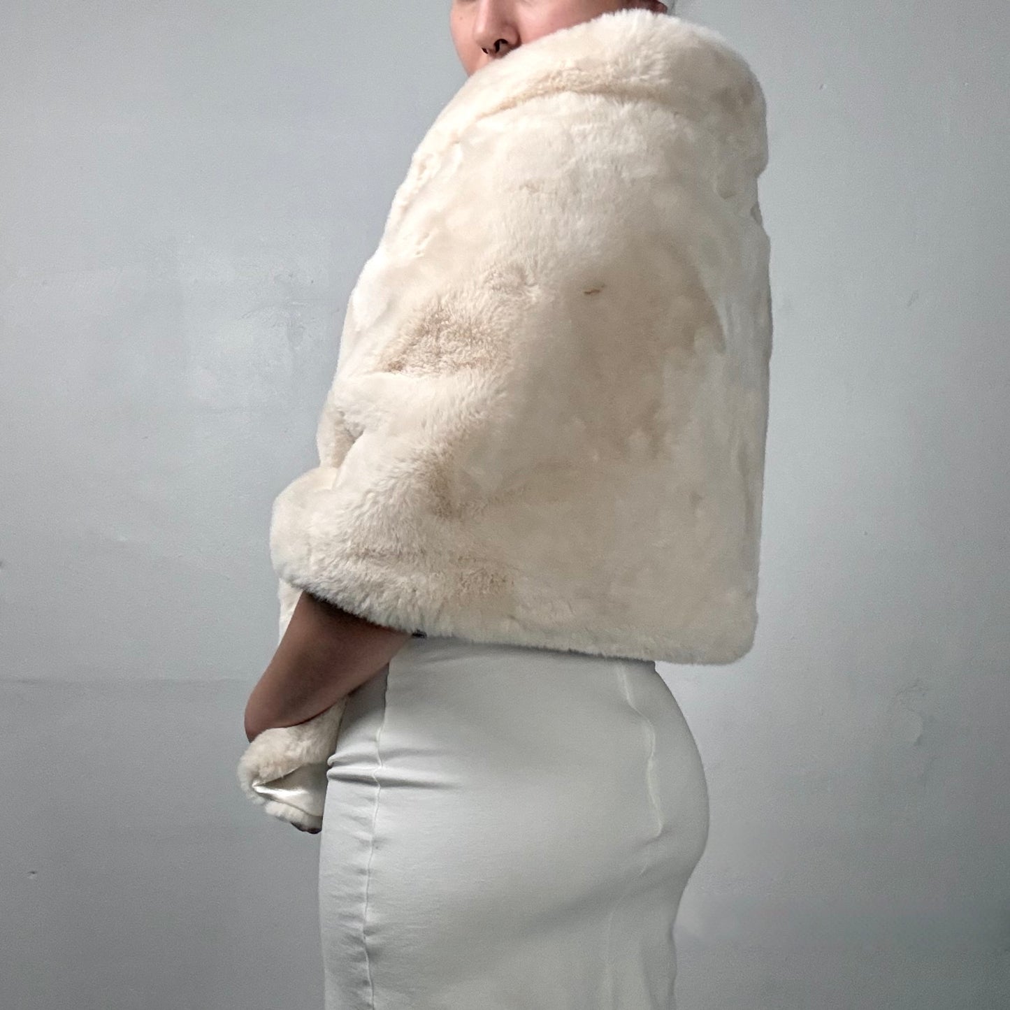 Cream Faux Fur Wrap Cape