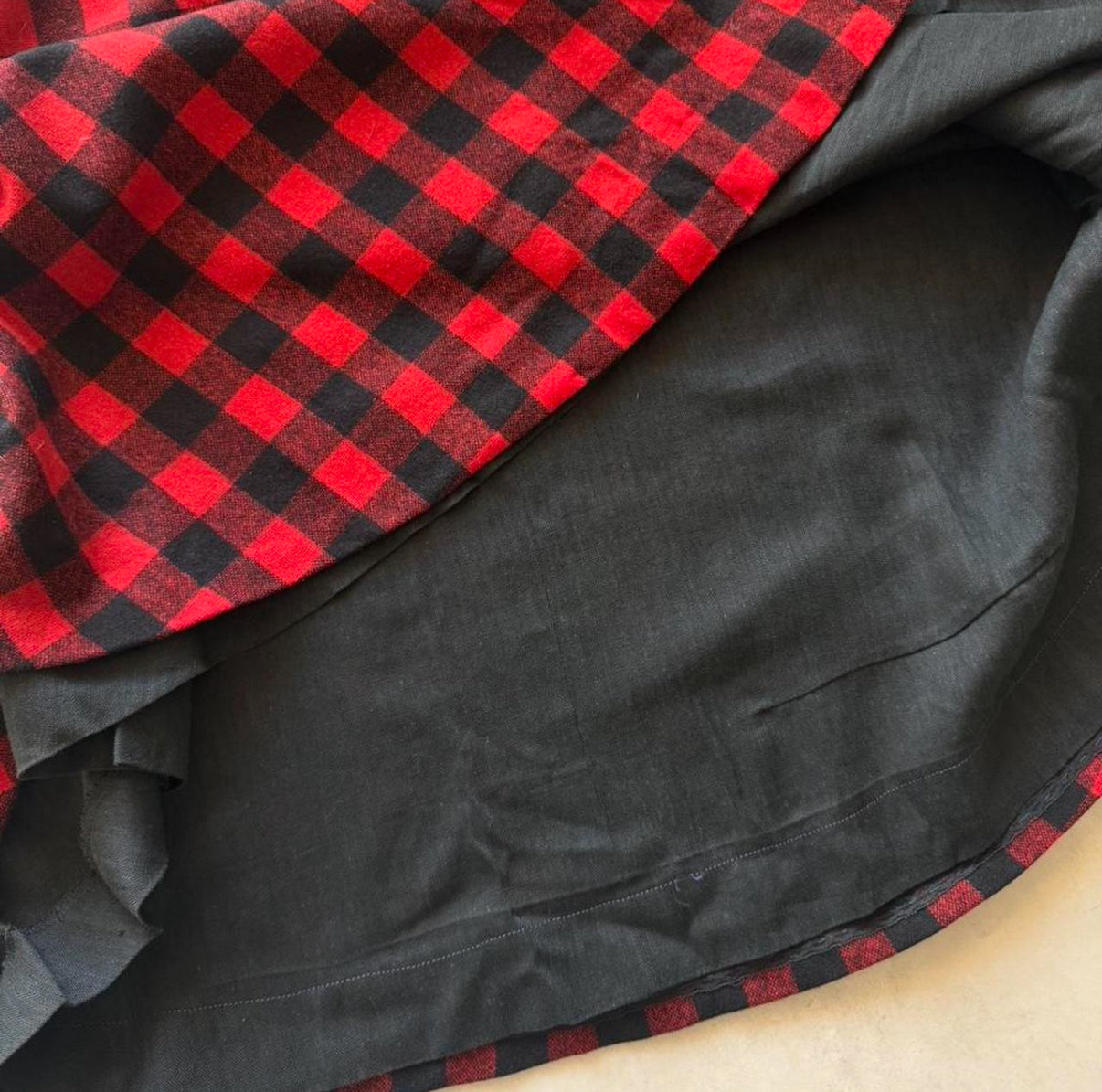 Red Pointed Bust Wool Dress