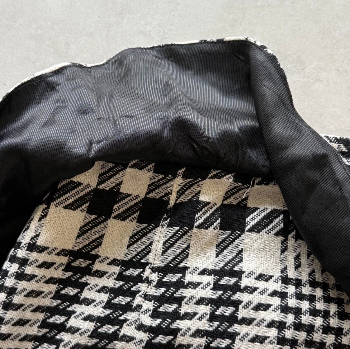 Houndstooth Peplum Midi Skirt