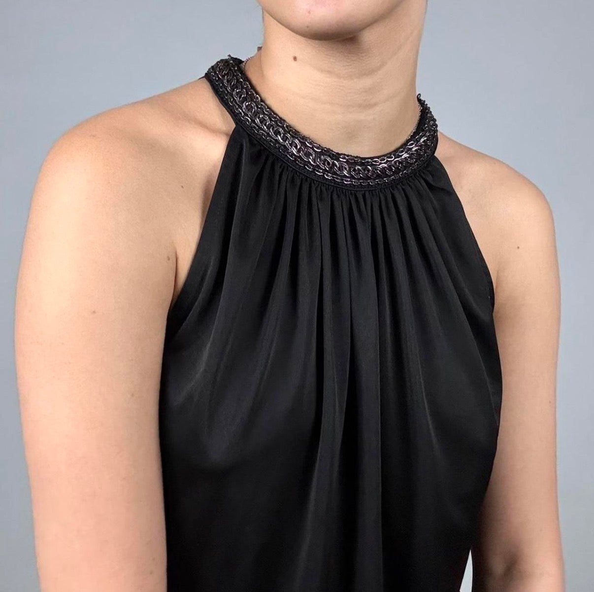Chain Neck Satin Halter Top