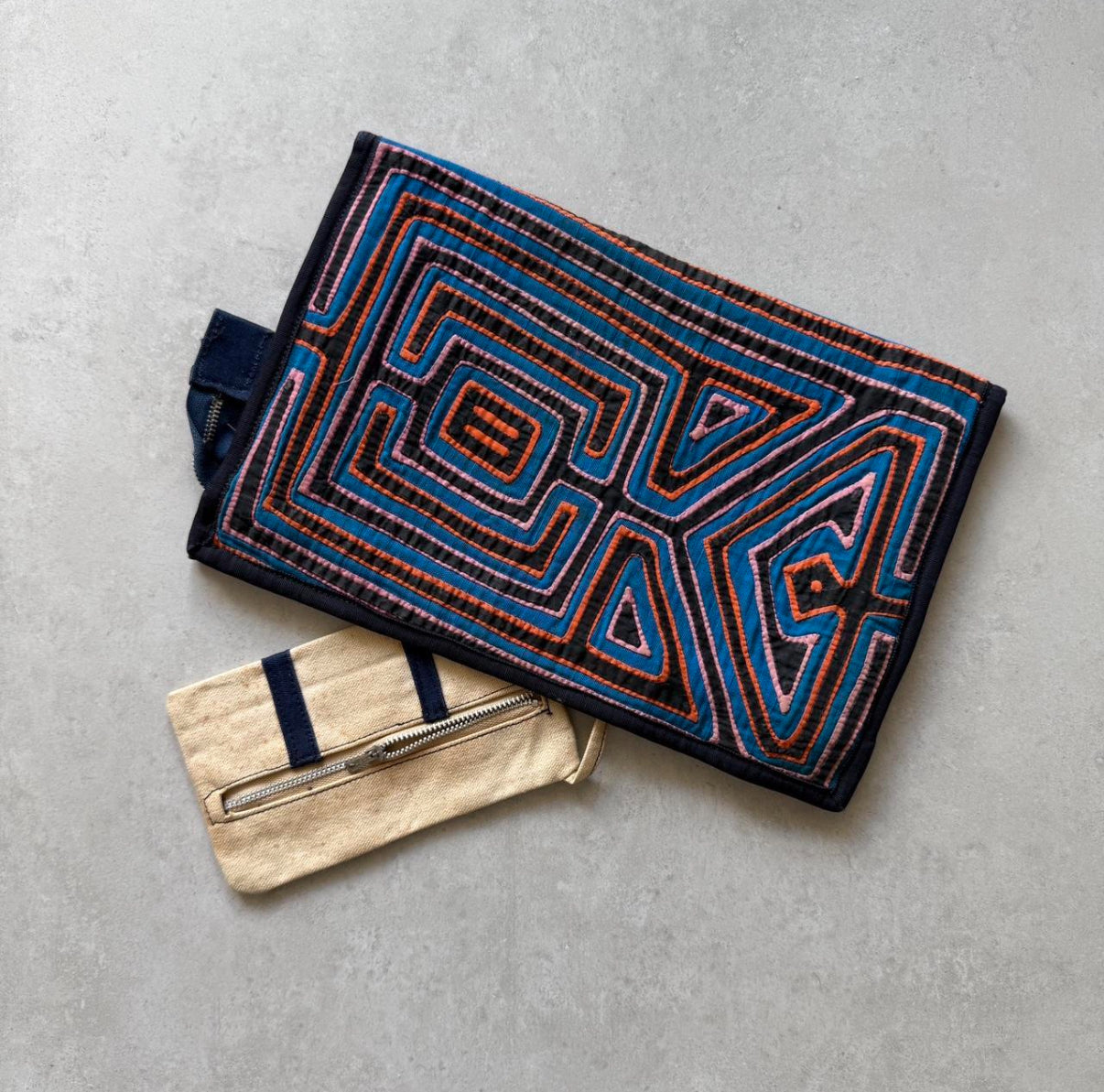 Mola Embroidered Zip Clutch