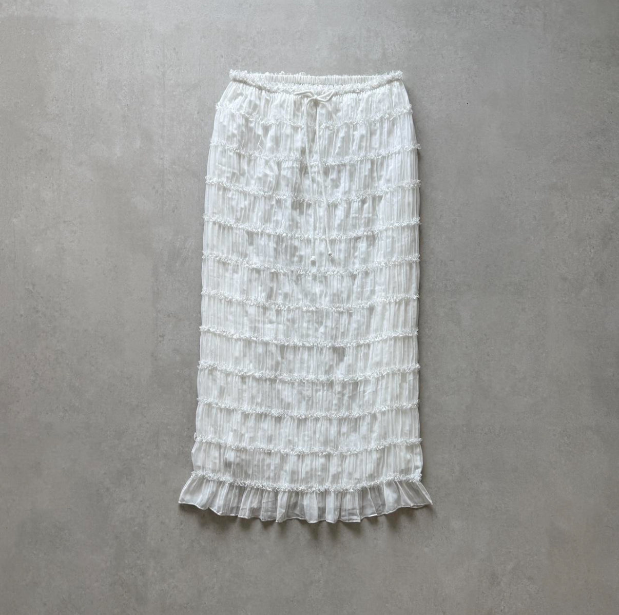White Ruffled Maxi Skirt