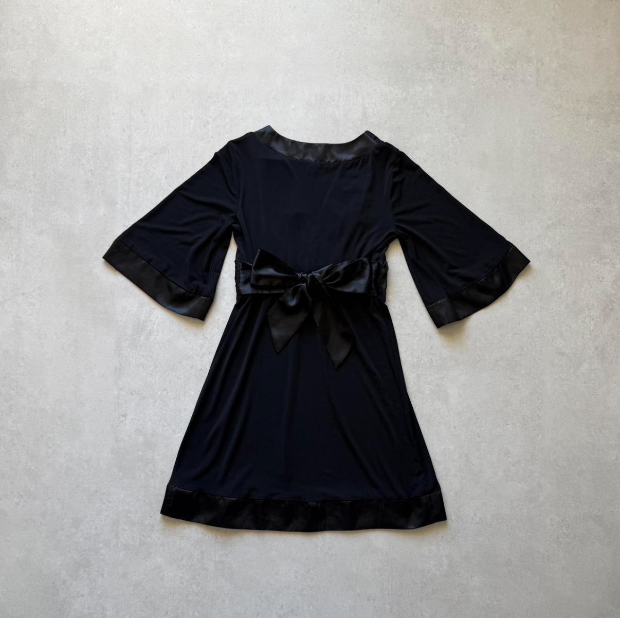 Black Satin Trim Mini Dress